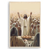 Jesus Feeds the 5000, 5 Loaves of Bread and 2 Fish, Vintage Christ Bible Verses Inspirational Poster